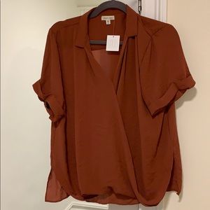 Silence + Noise Terra Cott collared blouse